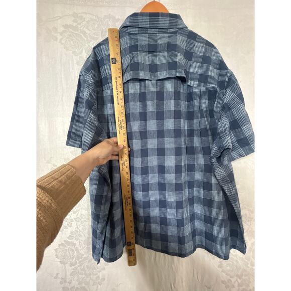 Duluth Button Up 3X Blue Plaid NEW Relaxed Untucked Hemp Organic Cotton Vented - Picture 15 of 15